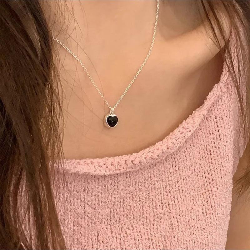 925 Silver Zircon Heart Necklace Vintage Jewelry