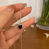 925 Silver Zircon Heart Necklace Vintage Jewelry