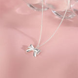 S925 Silver Bow Necklace Women Pendant Clavicle Chain Jewelry