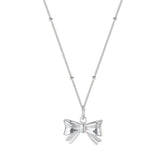 S925 Silver Bow Necklace Women Pendant Clavicle Chain Jewelry