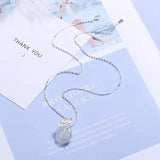 925 Silver Love Angle Tear Moonlight Opal Cherry Flower Pendant Necklace