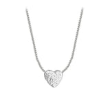 Sterling Silver Hammer Pattern Heart Choker Love Necklace Pendant