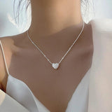 Sterling Silver Hammer Pattern Heart Choker Love Necklace Pendant