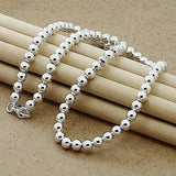 925 Silver 6mm Beads Ball Chain Necklace Women Wedding Jewelry
