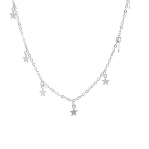 925 Silver Star Necklace Geometric Pendant Birthday Party Gift