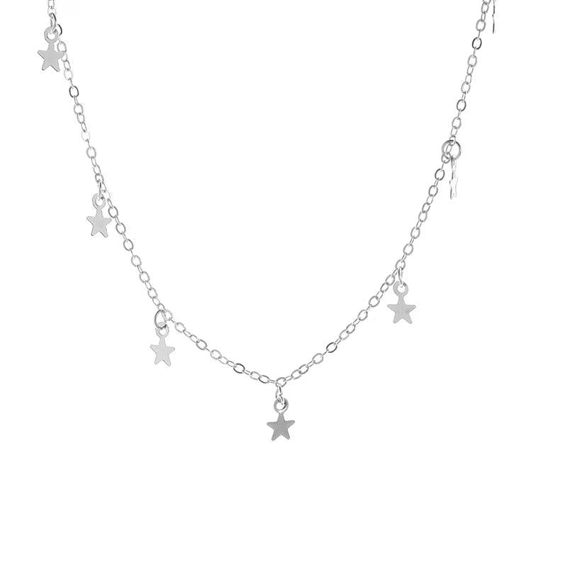 925 Silver Star Necklace Geometric Pendant Birthday Party Gift