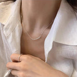 925 Silver Bamboo Joint Necklace Women Girl Gift Retro Jewelry