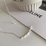 925 Silver Bamboo Joint Necklace Women Girl Gift Retro Jewelry