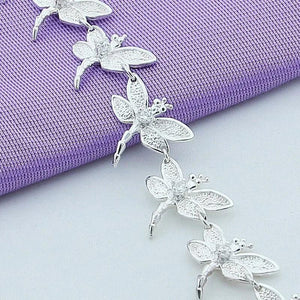 925 Silver Dragonfly Necklace Earrings Set