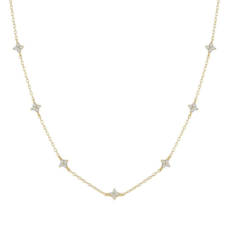 925 Silver CZ Geometric Necklace 18K Plated