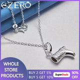 ALIZERO 925 Silver Cowboy Shoes Boots Pendant Necklace For Wedding