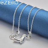 ALIZERO 925 Silver Cowboy Shoes Boots Pendant Necklace For Wedding