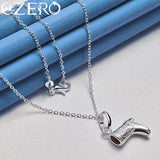 ALIZERO 925 Silver Cowboy Shoes Boots Pendant Necklace For Wedding
