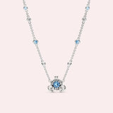 925 Silver Pumpkin Car Necklace Zircon Enamel Design for Women
