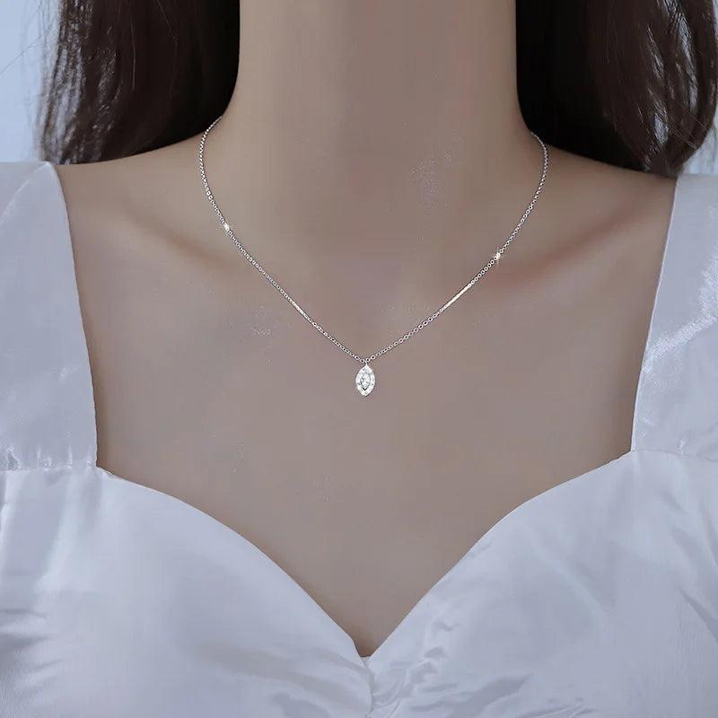 925 Silver Water Drop Necklace For Women Fine Jewelry