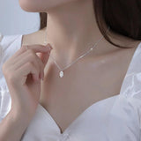 925 Silver Water Drop Necklace For Women Fine Jewelry
