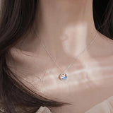 925 Silver Mermaid Tail Pendant Necklace Zircon Jewelry