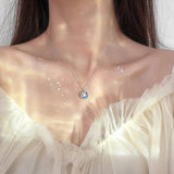 925 Silver Mermaid Tail Pendant Necklace Zircon Jewelry