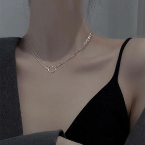 925 Silver Ring Necklace & Fashionable Bead Collar Chain Women's Jewelry