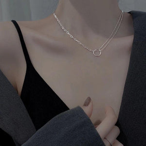 925 Silver Ring Necklace & Fashionable Bead Collar Chain Women's Jewelry