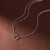 925 Silver Ring Necklace & Fashionable Bead Collar Chain Women's Jewelry