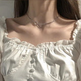 925 Silver Ring Necklace & Fashionable Bead Collar Chain Women's Jewelry