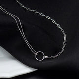 925 Silver Ring Necklace & Fashionable Bead Collar Chain Women's Jewelry
