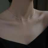 925 Silver Ring Necklace & Fashionable Bead Collar Chain Women's Jewelry