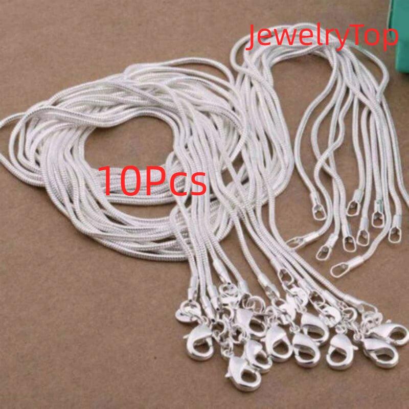 10pcs Lot 40-75cm 925 Sterling Silver 1MM Snake Chain Necklace Women Men Wedding