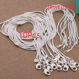 10pcs Lot 40-75cm 925 Sterling Silver 1MM Snake Chain Necklace Women Men Wedding