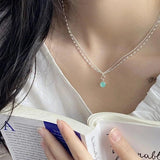 925 Silver Green Crystal Double Layer Necklace for Women