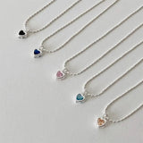 925 Silver Pink Heart Necklace for Women