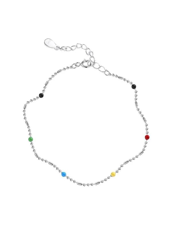 925 Silver Rainbow Ball Necklace for Women's Collar Chain Jewelry