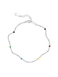 925 Silver Rainbow Ball Necklace for Women's Collar Chain Jewelry