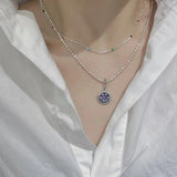 925 Silver Rainbow Ball Necklace for Women's Collar Chain Jewelry