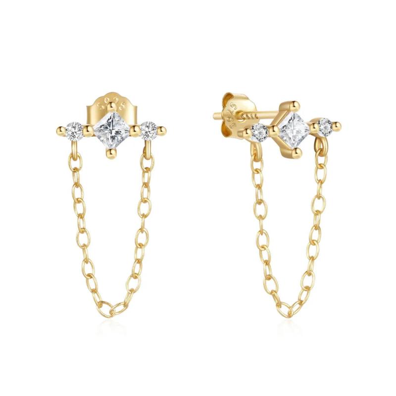 Fringed Diamond Eardrop Women Jewelry Earring Silver 925