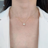 French Bling 4 Leaf Clover Pendant Necklace 925 Sterling Silver CZ Chain Jewelry