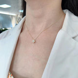 French Bling 4 Leaf Clover Pendant Necklace 925 Sterling Silver CZ Chain Jewelry