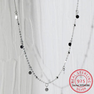 925 Silver Bead Discs Choker Necklace for Women