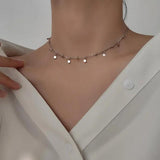 925 Silver Bead Discs Choker Necklace for Women