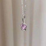 925 Silver Pink Necklace Women's Fine Jewelry Wedding Party Gift