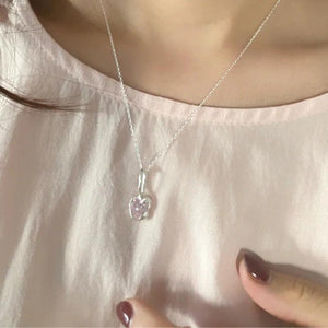925 Silver Pink Necklace Women's Fine Jewelry Wedding Party Gift