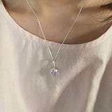 925 Silver Pink Necklace Women's Fine Jewelry Wedding Party Gift