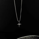 925 Silver Cross Diamond Star Necklace Men Women Vintage Chain