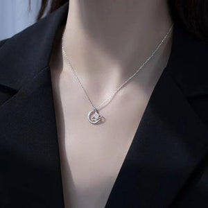 925 Silver Moon Necklace Geometric Shape Pendant Gift For Women