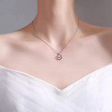 925 Silver Moon Necklace Geometric Shape Pendant Gift For Women