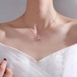 925 Silver Moon Necklace Geometric Shape Pendant Gift For Women