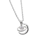 925 Silver Moon Necklace Geometric Shape Pendant Gift For Women