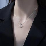 925 Silver Moon Necklace Geometric Shape Pendant Gift For Women