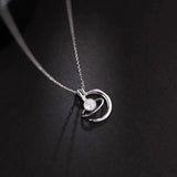 925 Silver Moon Necklace Geometric Shape Pendant Gift For Women